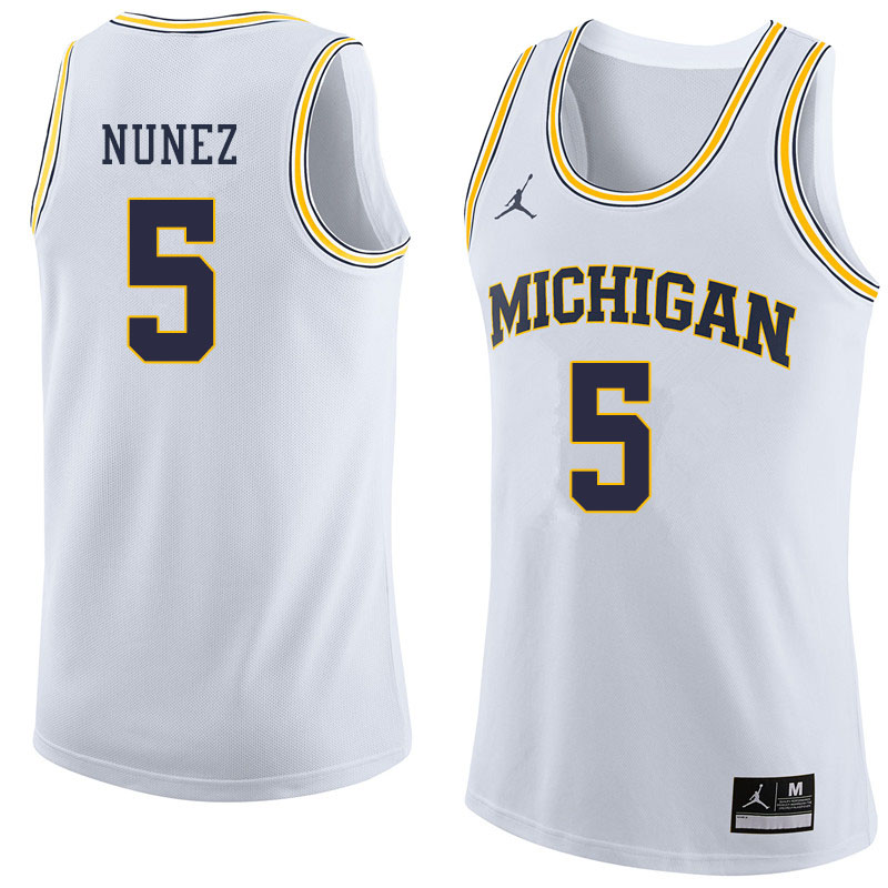 Jordan Brand Men #5 Adrien Nunez Michigan Wolverines College Basketball Jerseys Sale-White - Click Image to Close